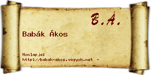 Babák Ákos névjegykártya